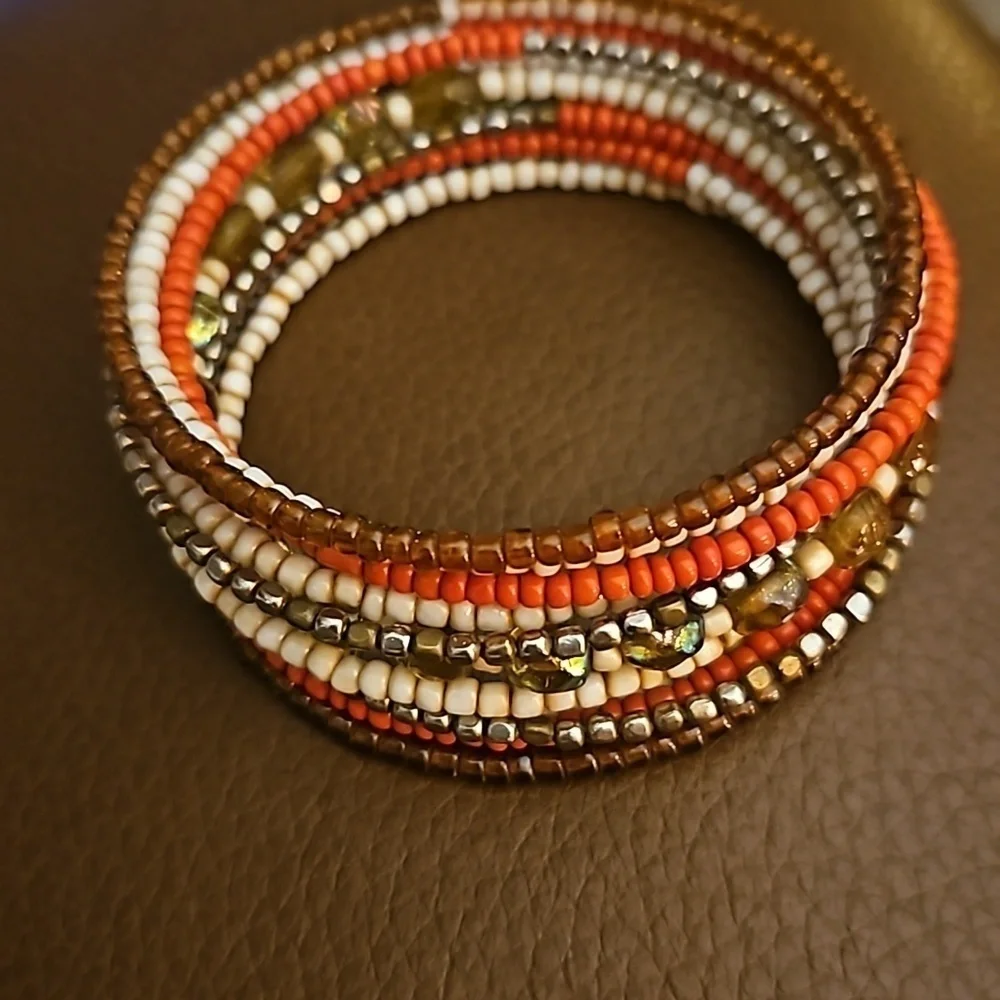 Vintage Glass Beaded Ethnic Wrap Bracelet